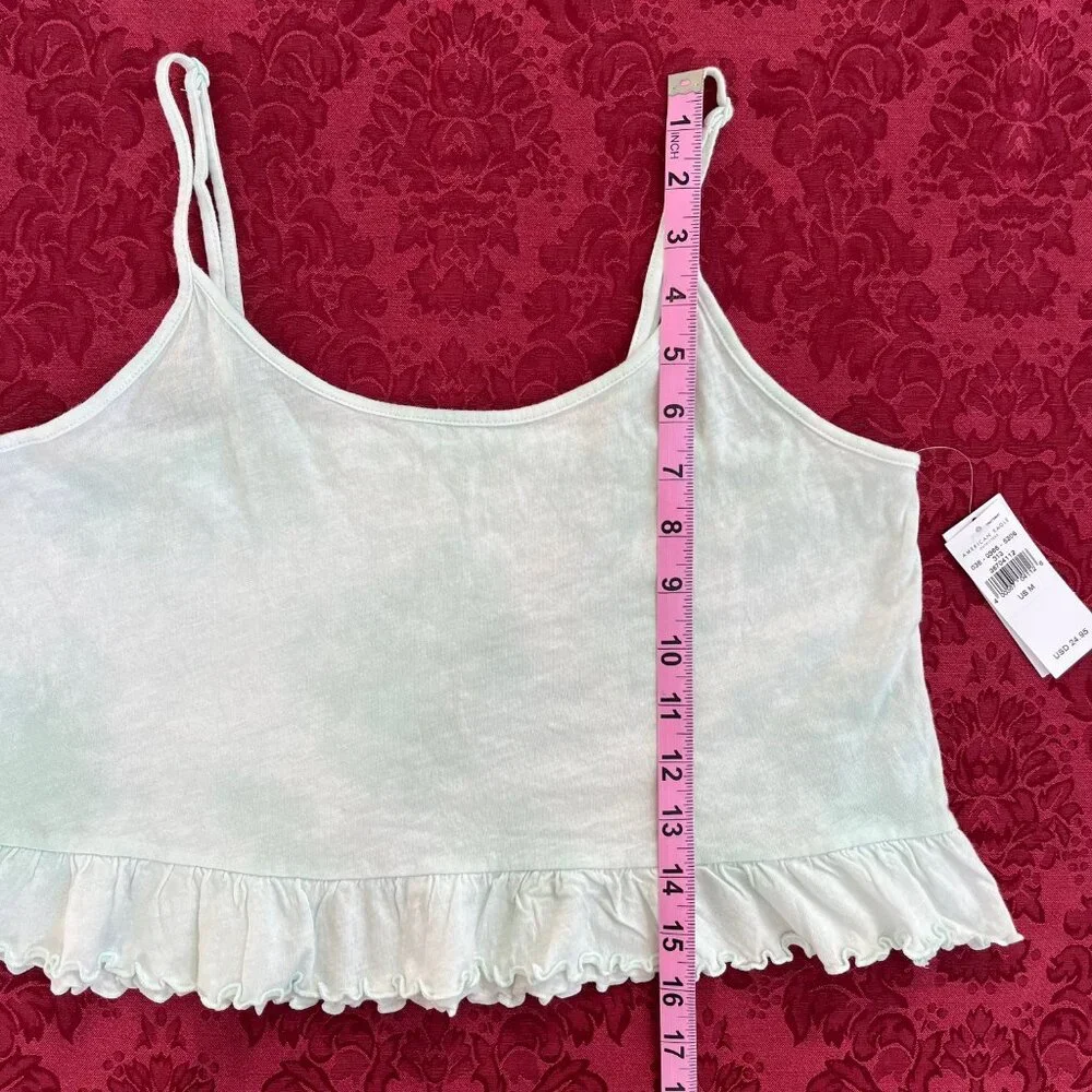American Eagle Cotton Ruffle Crop Tank Top Medium - Picture 10 of 14